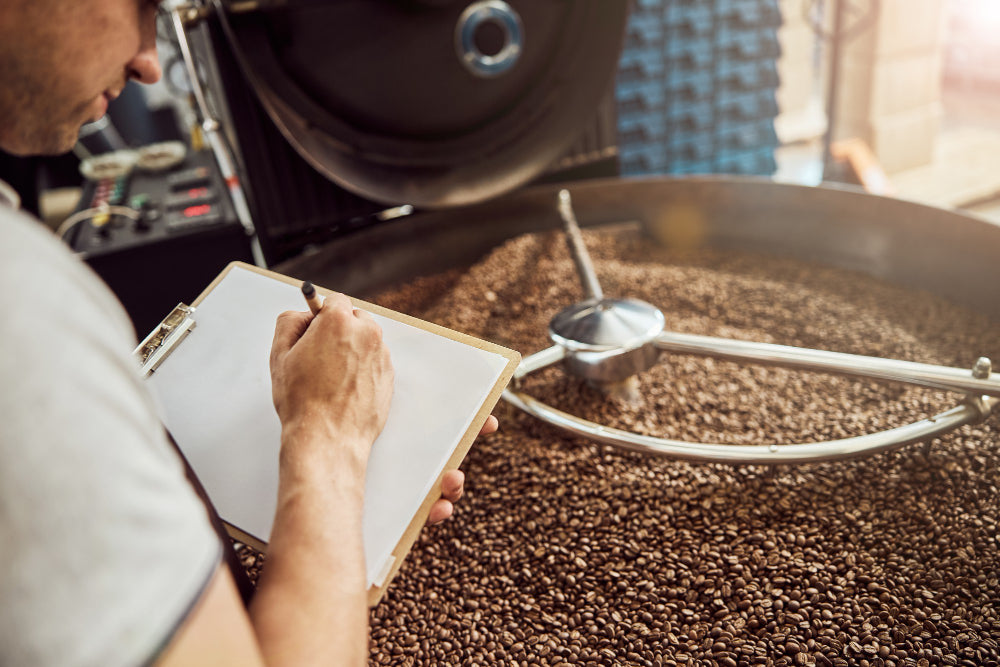 person analyzing coffee roasting